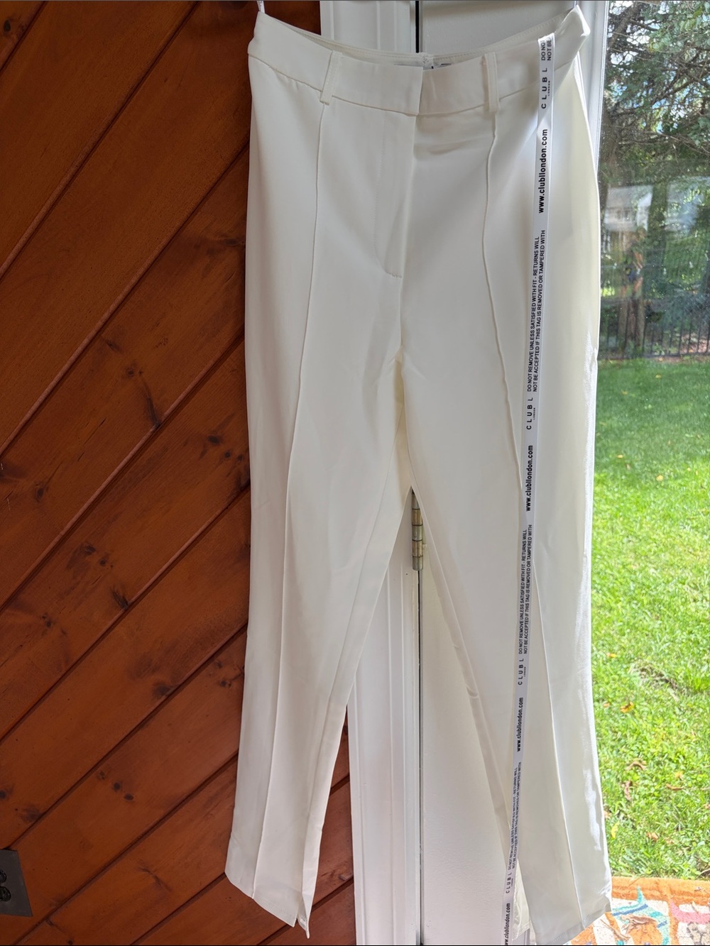 Club London Tailored Cream High-Rise Trousers for Women